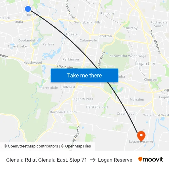 Glenala Rd at Glenala East, Stop 71 to Logan Reserve map