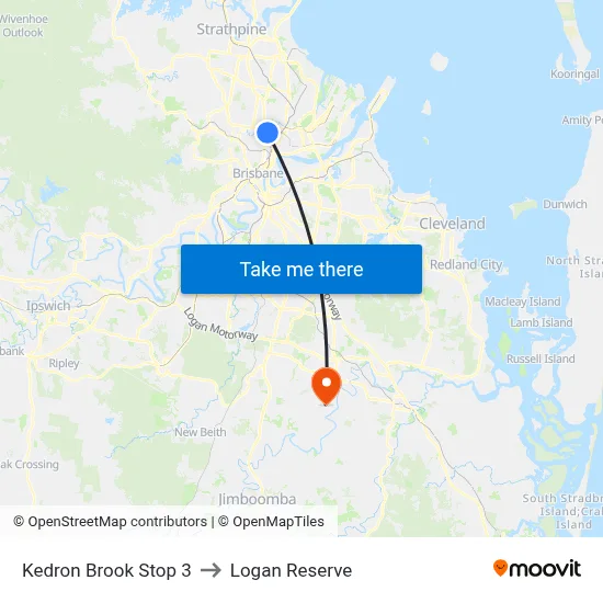 Kedron Brook Stop 3 to Logan Reserve map