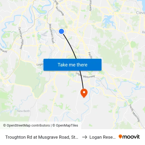 Troughton Rd at Musgrave Road, Stop 39 to Logan Reserve map