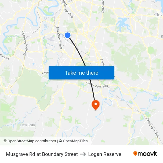 Musgrave Rd at Boundary Street to Logan Reserve map
