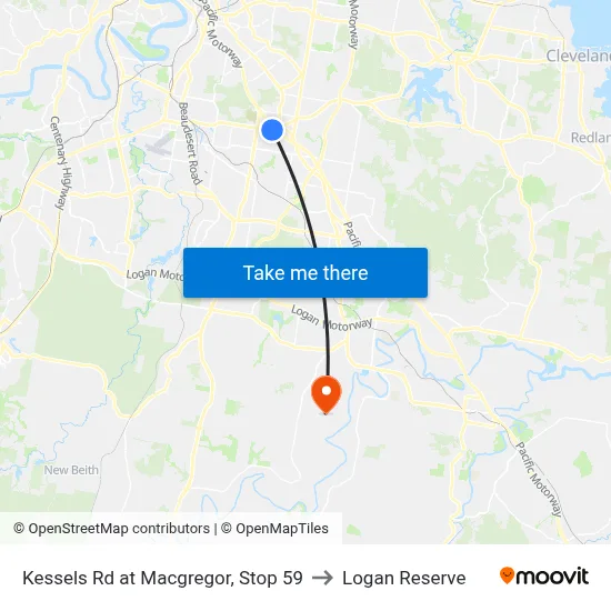 Kessels Rd at Macgregor, Stop 59 to Logan Reserve map