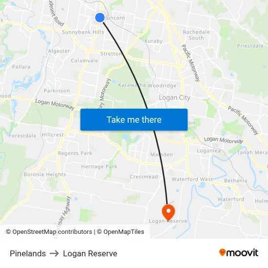 Pinelands to Logan Reserve map