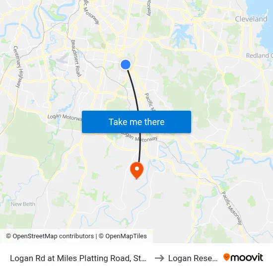 Logan Rd at Miles Platting Road, Stop 82 to Logan Reserve map