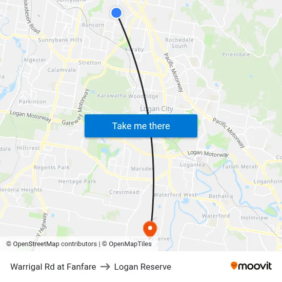 Warrigal Rd at Fanfare to Logan Reserve map