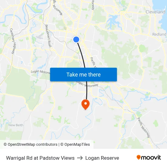 Warrigal Rd at Padstow Views to Logan Reserve map