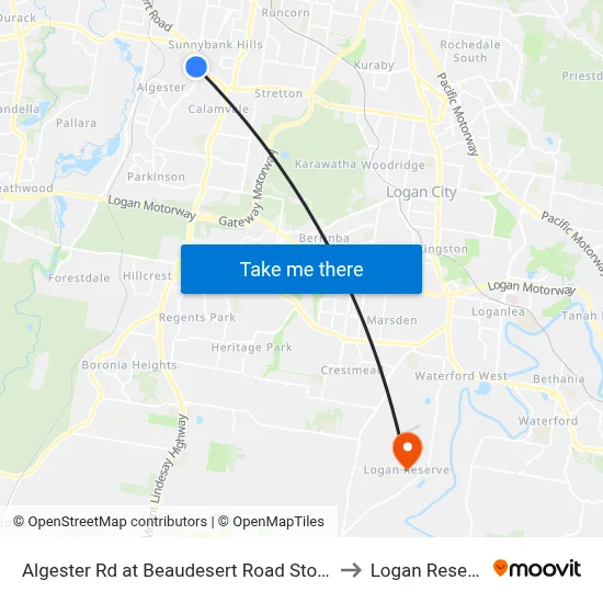 Algester Rd at Beaudesert Road Stop 76 to Logan Reserve map