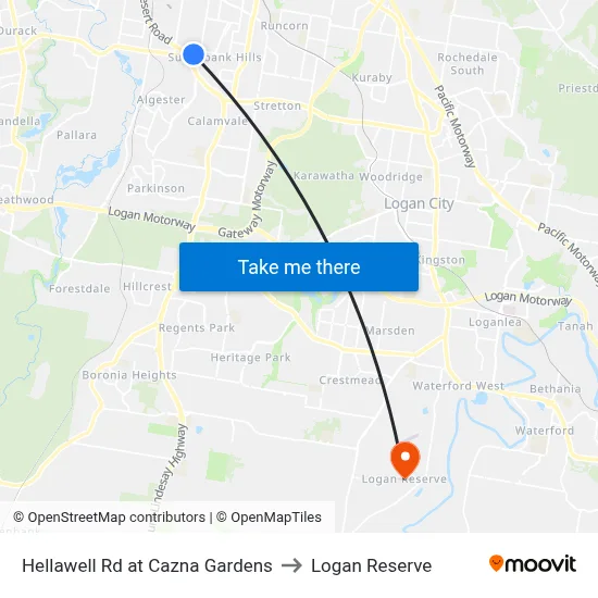 Hellawell Rd at Cazna Gardens to Logan Reserve map