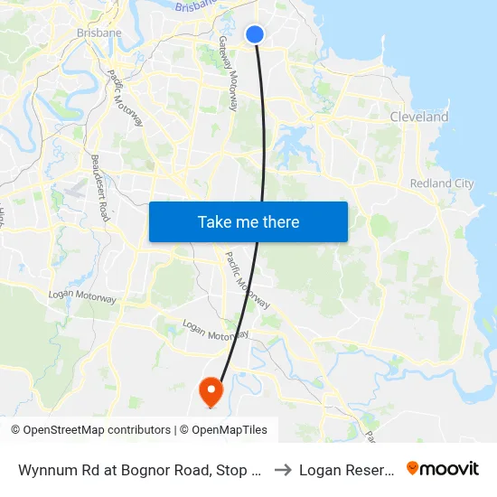 Wynnum Rd at Bognor Road, Stop 45 to Logan Reserve map