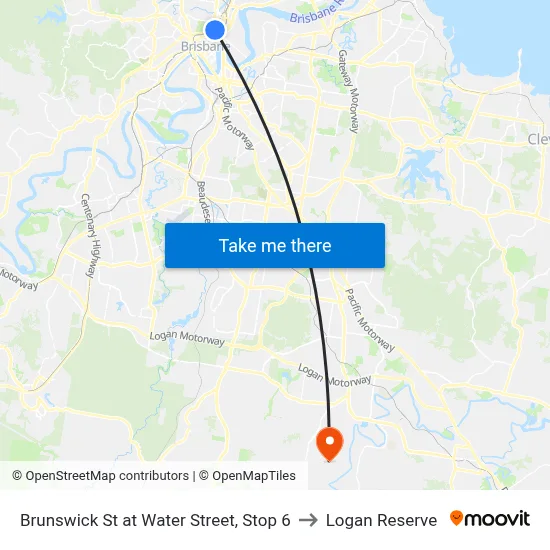 Brunswick St at Water Street, Stop 6 to Logan Reserve map