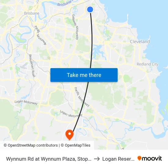 Wynnum Rd at Wynnum Plaza, Stop 58 to Logan Reserve map