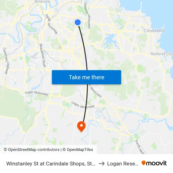 Winstanley St at Carindale Shops, Stop 49 to Logan Reserve map