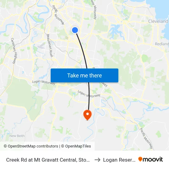 Creek Rd at Mt Gravatt Central, Stop 38 to Logan Reserve map