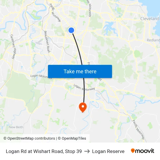 Logan Rd at Wishart Road, Stop 39 to Logan Reserve map