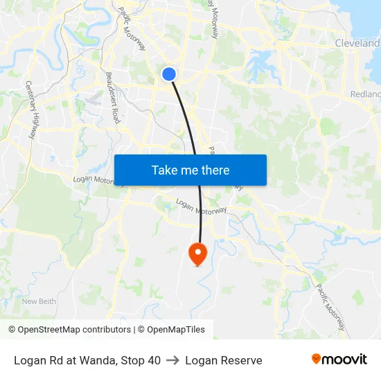 Logan Rd at Wanda, Stop 40 to Logan Reserve map
