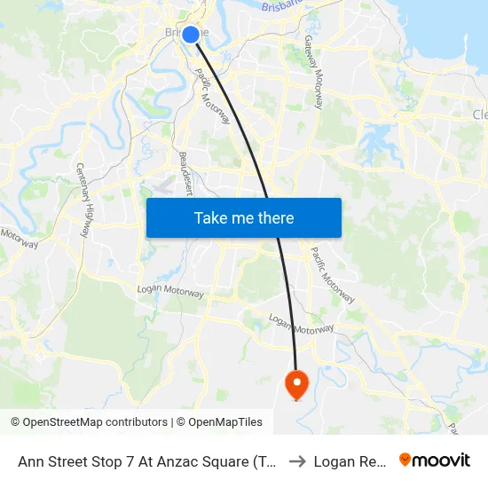 Ann Street Stop 7 At Anzac Square (Temp Closed) to Logan Reserve map