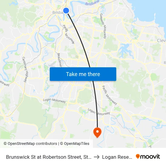 Brunswick St at Robertson Street, Stop 5 to Logan Reserve map