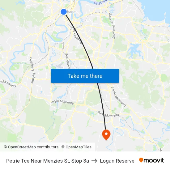 Petrie Tce Near Menzies St, Stop 3a to Logan Reserve map