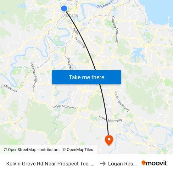 Kelvin Grove Rd Near Prospect Tce, Stop 13 to Logan Reserve map