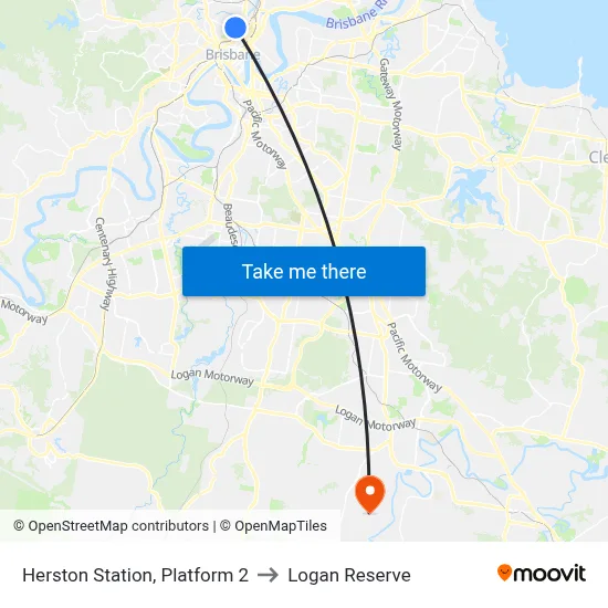 Herston Station, Platform 2 to Logan Reserve map