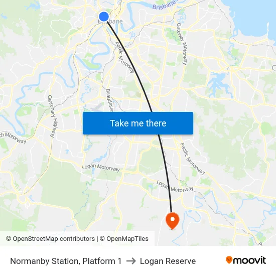 Normanby Station, Platform 1 to Logan Reserve map