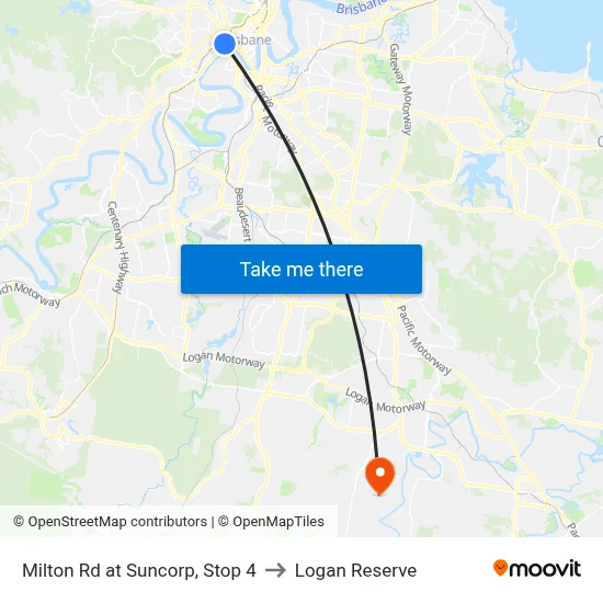 Milton Rd at Suncorp, Stop 4 to Logan Reserve map
