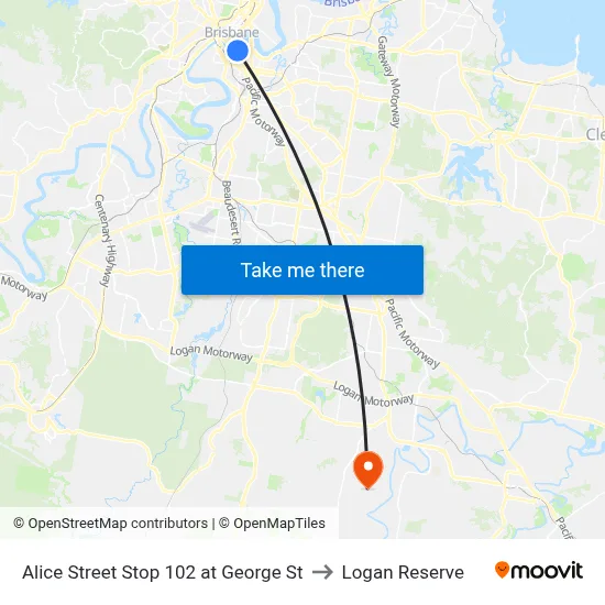 Alice Street Stop 102 at George St to Logan Reserve map