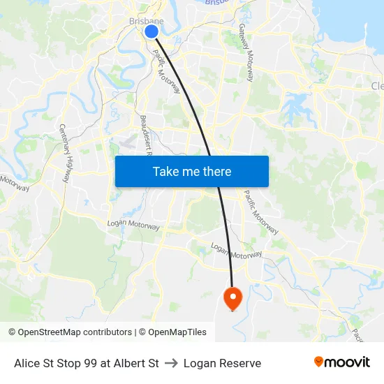 Alice St Stop 99 at Albert St to Logan Reserve map