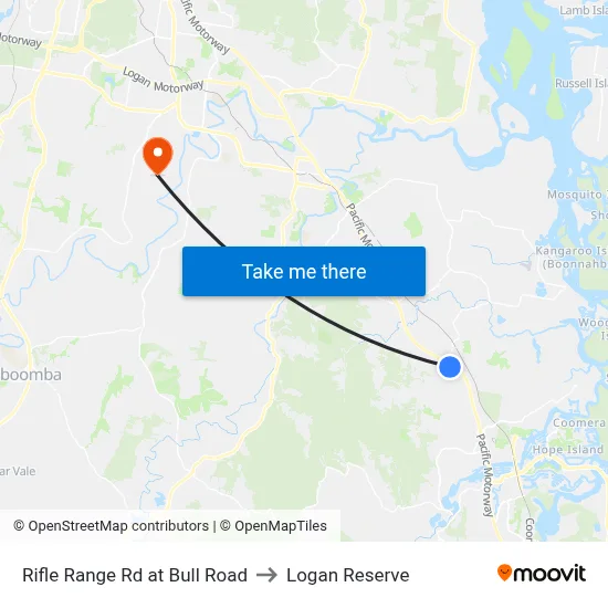 Rifle Range Rd at Bull Road to Logan Reserve map