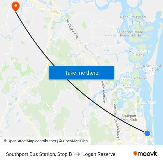 Southport Bus Station, Stop B to Logan Reserve map