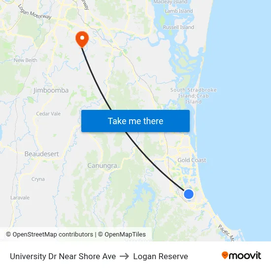 University Dr Near Shore Ave to Logan Reserve map