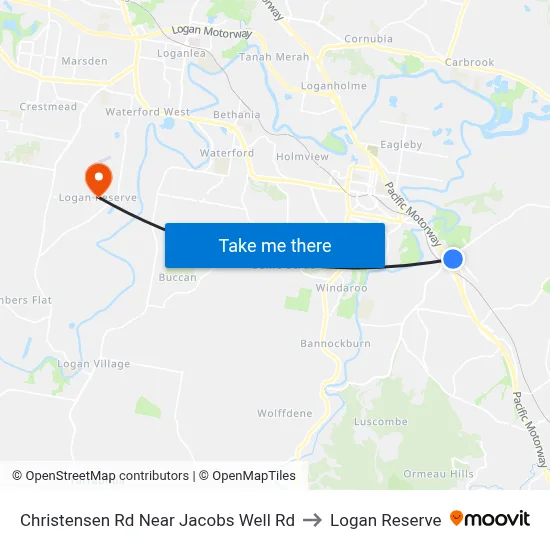 Christensen Rd Near Jacobs Well Rd to Logan Reserve map