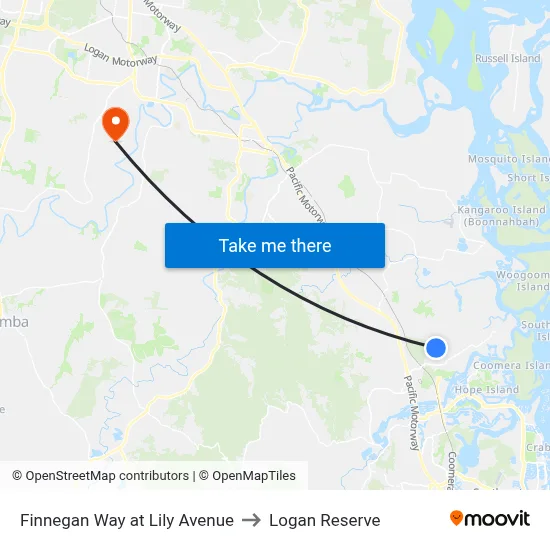 Finnegan Way at Lily Avenue to Logan Reserve map