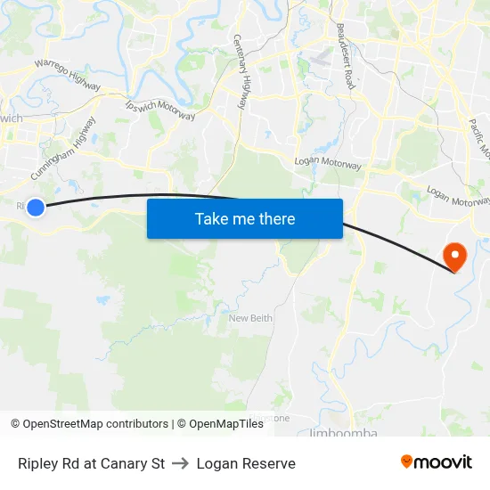 Ripley Rd at Canary St to Logan Reserve map