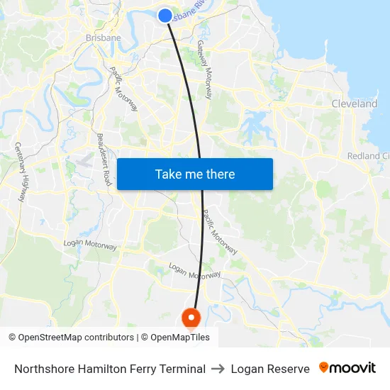Northshore Hamilton Ferry Terminal to Logan Reserve map