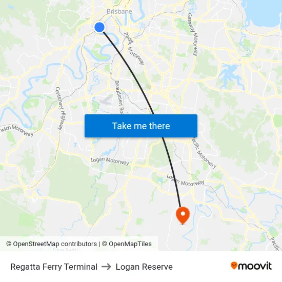 Regatta Ferry Terminal to Logan Reserve map