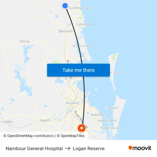 Nambour General Hospital to Logan Reserve map