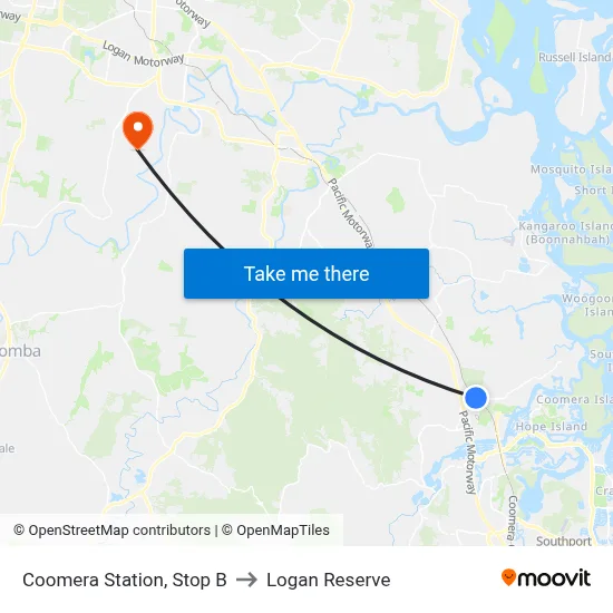 Coomera Station, Stop B to Logan Reserve map