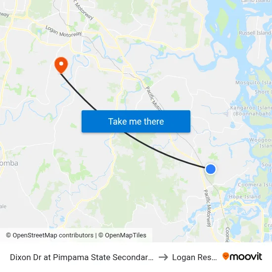 Dixon Dr at Pimpama State Secondary College to Logan Reserve map