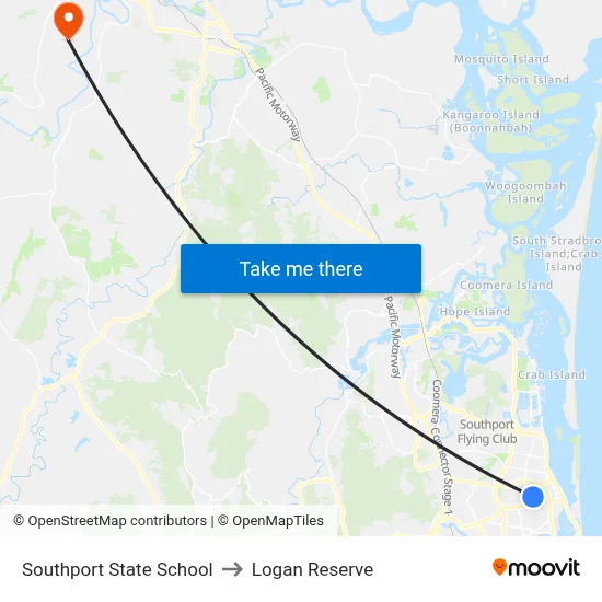 Southport State School to Logan Reserve map