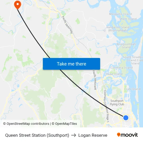 Queen Street Station (Southport) to Logan Reserve map