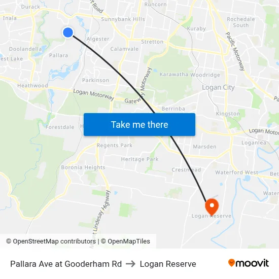 Pallara Ave at Gooderham Rd to Logan Reserve map