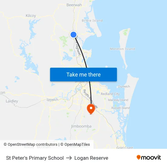 St Peter's Primary School to Logan Reserve map