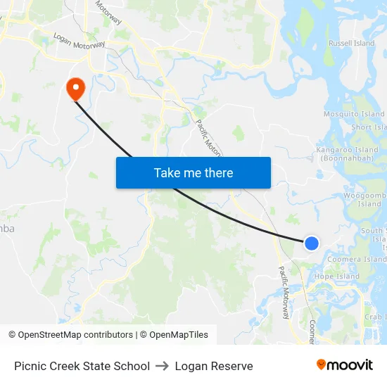Picnic Creek State School to Logan Reserve map