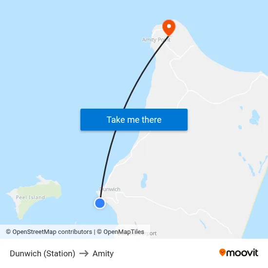 Dunwich (Station) to Amity map