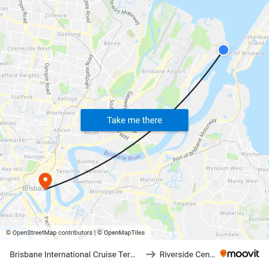 Brisbane International Cruise Terminal to Riverside Centre map