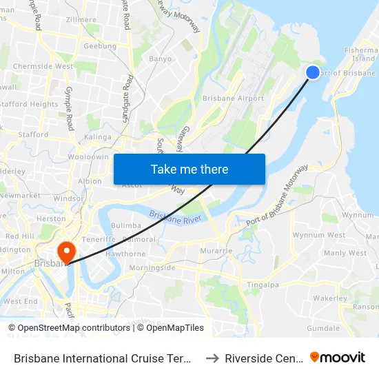 Brisbane International Cruise Terminal to Riverside Centre map