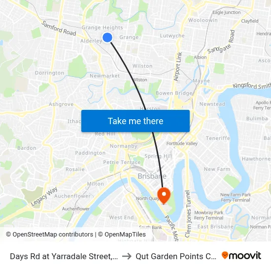 Days Rd at Yarradale Street, Stop 2a to Qut Garden Points Campus map
