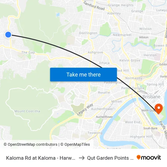 Kaloma Rd at Kaloma - Harward, Stop 38 to Qut Garden Points Campus map