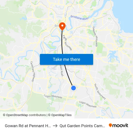 Gowan Rd at Pennant Hills to Qut Garden Points Campus map