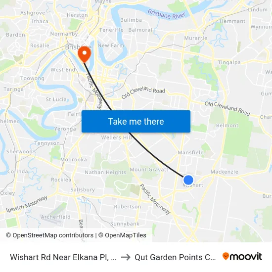 Wishart Rd Near Elkana Pl, Stop 76 to Qut Garden Points Campus map